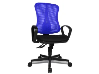 Bureaustoel Zitting Zwart Rugleuning Met Netbekleding In Blauw - 2