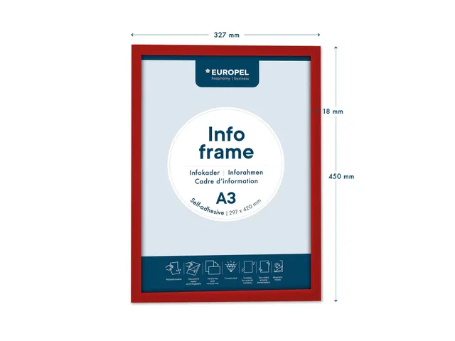 Europel Infokader Zelfklevend A3 2 stuks/Rood