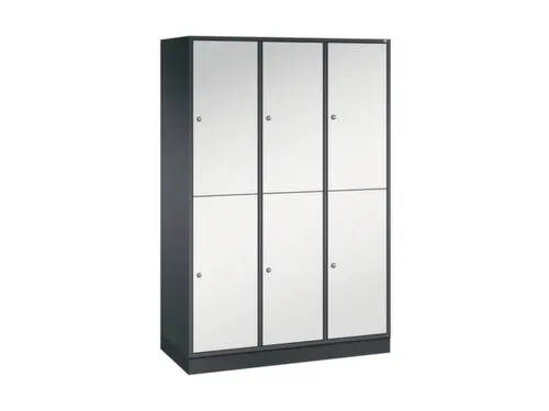 Dubbeldekse garderobekast,RAL 7021/RAL 7035,HxBxD 1950x1220x500mm