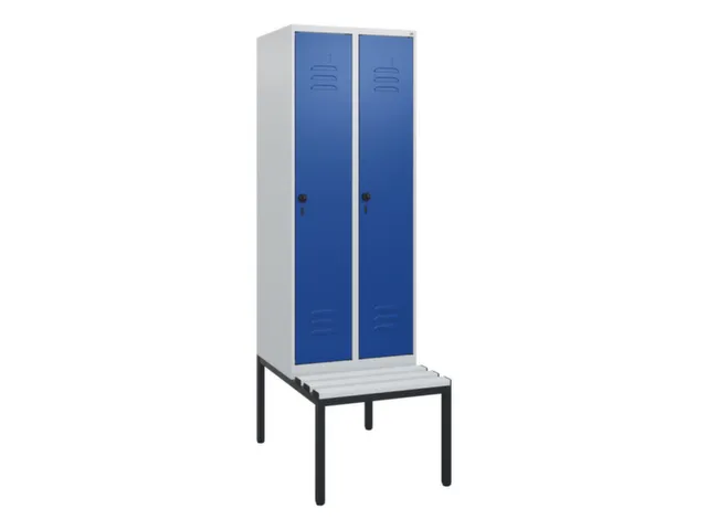 locker met bank,HxBxD 1950x600x815mm,2vak,vak B 300mm,draaigrendel