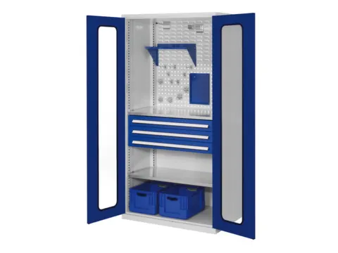 Materiaalkast Vensterdeuren Staal Hxbxd 1950x1000x600mm 3laden Ral5010