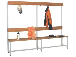 Omkleedbank Lxb 2000X400Mm Houten Latten Haken Enkelzijdig Lichtgrijs - 1