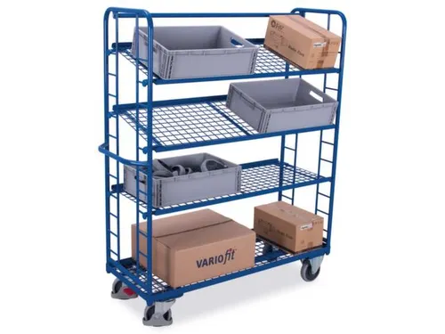 Variofit Etagewagen 400kg draagvermogen 4 etages 165x65cm Blauw