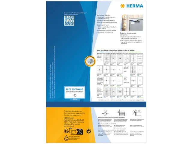 HERMA 4602 Weerbestendige Inkjet-etiketten A4 210x297mm wit 40 stuks