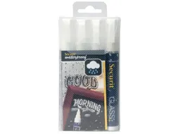 Securit Waterproof Krijtmarker Medium Wit, Etui Met 4 Stuks