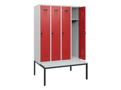 locker met bank,HxBxD 1950x1200x815mm,4vak,vak B 300mm,draaigrendel