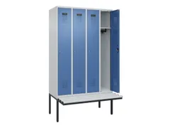 locker met bank,HxBxD 2120x1200x815mm,4vak,vak B 300mm,cilinderslot