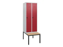 locker met bank,HxBxD 1950x600x815mm,2vak,vak B 300mm,draaigrendel