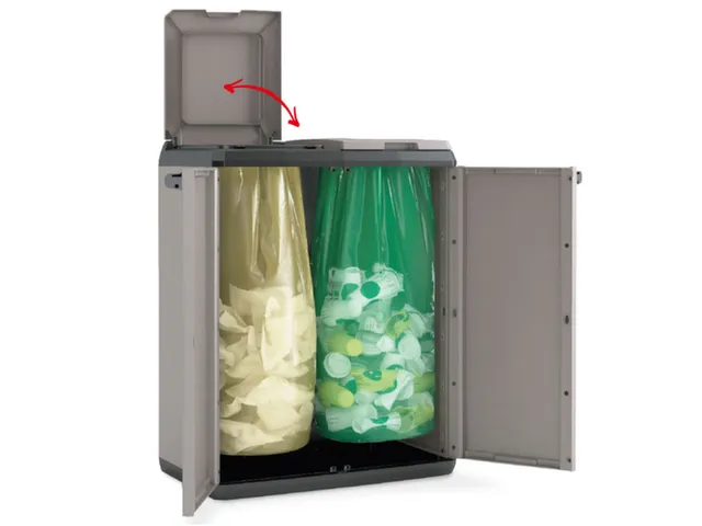 afvalverzamelstation,2x110l,HxBxD 850x680x390mm,romp PP grijs/zwart