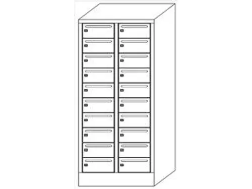 Postsorteerkast 1850x830x500mm 2x10 Vakken Ral7035 Front Ral7016