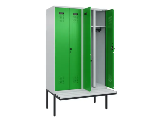 locker met bank,voor scheiding van kleding,HxBxD 2120x1200x815mm,4vak