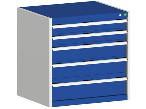 ladekast HxBxD 800x800x750mm 5laden romp RAL7035 front RAL5010