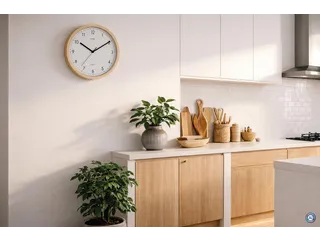 wandklok Grain quartz 31 cm kunststof licht hout - 4