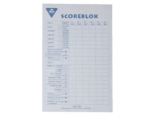 Scoreblok Yahtzee 94x145mm 250 vel