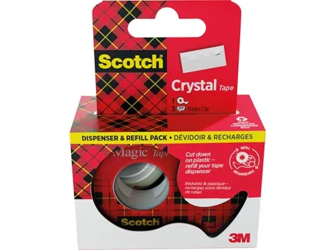 Crystal Tape plakband 19mmx75 m disp+3 rol oph