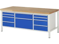 werkbank,HxBxD 840-1040x2000x900mm,beukblad,draagverm. 1250kg,4voeten