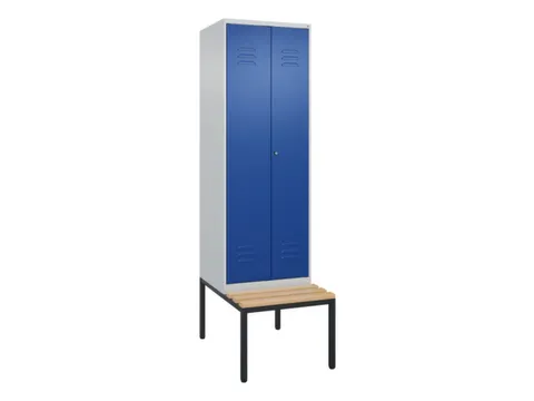 PBM-locker met bank,HxBxD 2120x600x815mm,2vak,vak B 300mm,cil.-slot