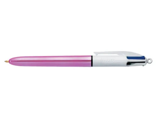 Balpen Bic 4kleuren shine medium zilver