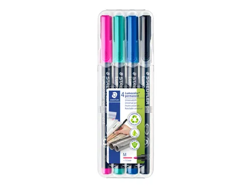 Viltstift Staedtler Lumocolor 317 permanent M set à 4 kleuren