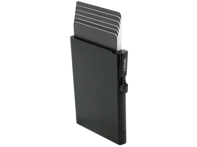 Pasjeshouder Clicksafe RFID aluminium zwart voor 6 pasjes