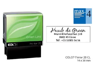 Tekststempel Colop 20 green line+bon 4regels 38x14mm blauw - 1