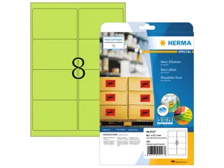 HERMA 5147 Gekleurde etiketten A4 99,1x67,7mm Neon Groen 160 stuks - 1