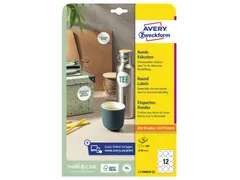 Etiket Avery L7104REV-25 rond 60mm wit 300 stuks 25 vel