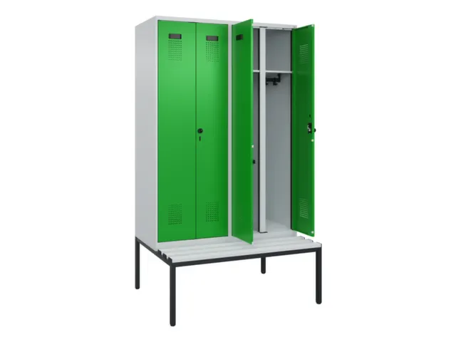 locker met bank,voor scheiding van kleding,HxBxD 2120x1200x815mm,4vak