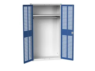 Lockerkast 2000x1050x550mm 1 vak, dubbele ventilatiedeur, RAL5010 - 1