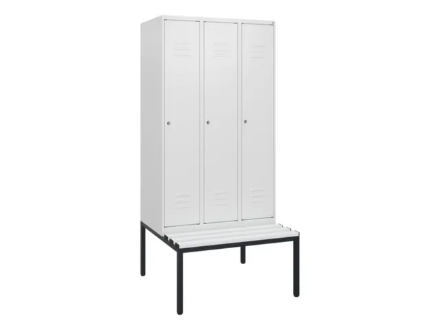 locker met bank,HxBxD 1950x900x815mm,3vak,vak B 300mm,cil.-slot