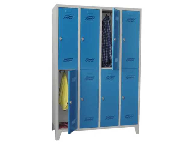 dubbeldekse locker,HxBxD 1850x900x500mm,3x2vak.,RAL7035,front RAL5012