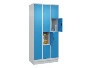 lockerkast,HxBxD 1950x900x500mm,3x4vakken,vak B 300mm,cil.-slot,sokkel - 1