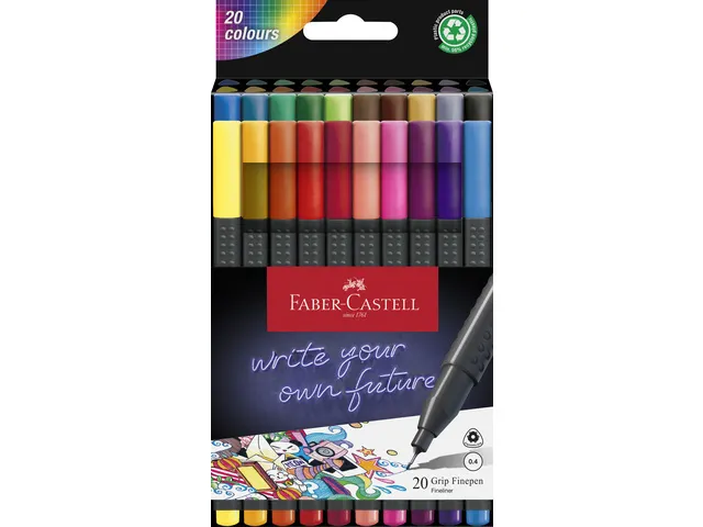 fineliner Faber-Castell GRIP 0,4mm etui a 20 stuks