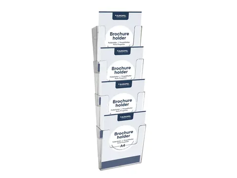 Folderhouder Europel 4 x A4 wand staand koppelbaar transparant