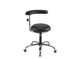 werkplaatsstoel kunstleer zwart HxØ 475-605mmx430mm wielen