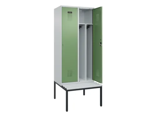 locker met bank,voor scheiding van kleding,HxBxD 2120x800x815mm,2vak