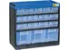 magazijnkast HxBxD 285x300x135mm 16laden behuizing zwart/blauw