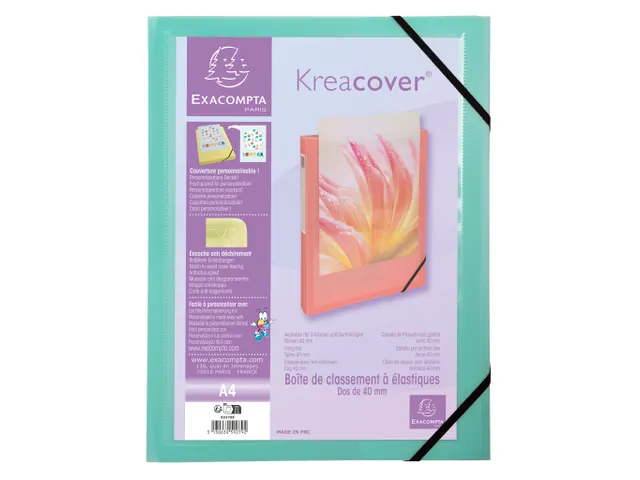 Boite de classement polypropylène Kreacover Pastel dos 40mm - A4 - Co