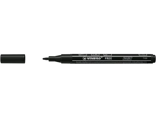 Acrylmarker STABILO Free Acrylic T100 zwart 1-2mm