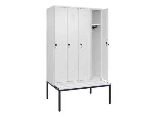 locker met bank,HxBxD 2120x1200x815mm,4vak,vak B 300mm,draaigrendel