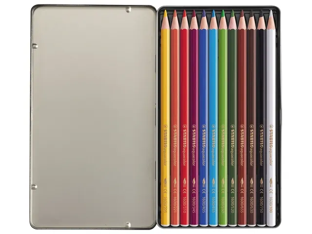 Crayon de couleur STABILO 1612 Aquacolor assorti boîte 12 pièces