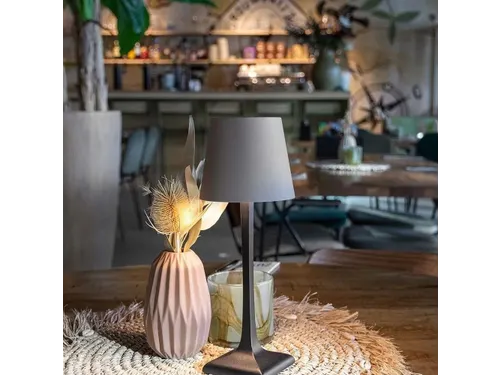 Securit Tafellamp Milano LED Zwart-Taupe oplaadbaar dimbaar