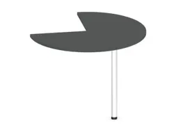 aanbouwtafel,i.h.v.,HxØ 720-840x1000mm,driekwartrond,MS-donkergrijs