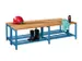 banc double,LxP 1500x740mm,barrettes en bois hêtre,piètement RAL5012
