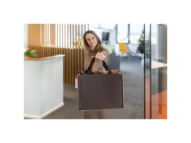 Bureau Tas Hybride werken Bicolor M bruin/beige M 360x280x150mm