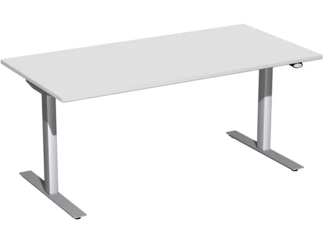 Bureau Assis-Debout À Régl. De Haut. Élec. Finition Gris Clair