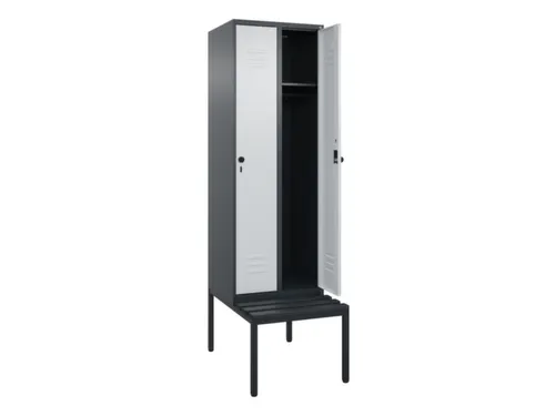 locker met bank,HxBxD 2120x600x815mm,2vak,vak B 300mm,draaigrendel