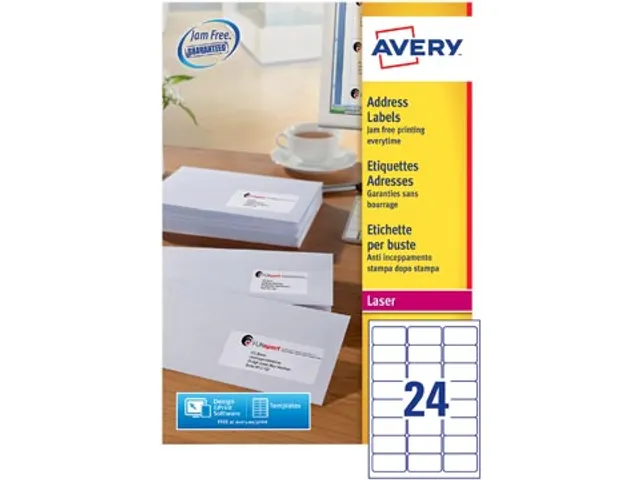 Etiket Avery L7159-250 63.5x33.9mm Adres Wit 6000 Stuks