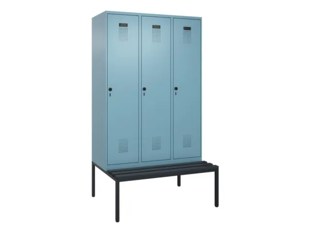 locker met bank,voor scheiding van kleding,HxBxD 2120x1200x815mm,3vak