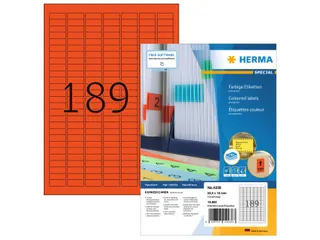 HERMA 4238 Gekleurde etiketten A4 25,4x10mm Rood 18900 stuks - 1
